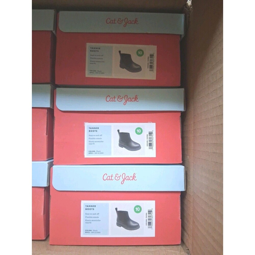 NIB Cat & Jack Toddler Tanner Chelsea Boots Black Faux Leather Size 10T New